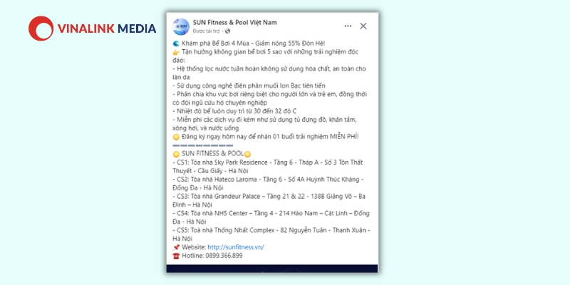 Mẫu content chạy quảng cáo Facebook thông tin